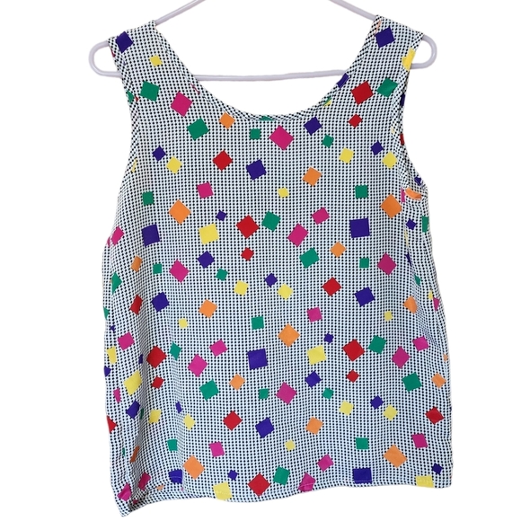 Impressions Retro Houndstooth Print Short Sleeve Vintage Top, Size Small - Picture 2 of 7